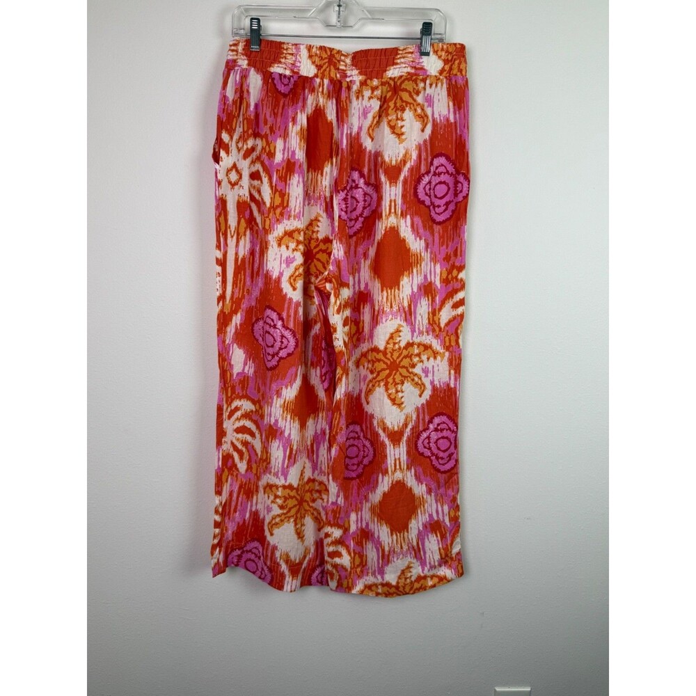 C&C California Linen Blend Wide Leg Pull On Pants XL Pink Orange Boho Resort NWT - Picture 5 of 10